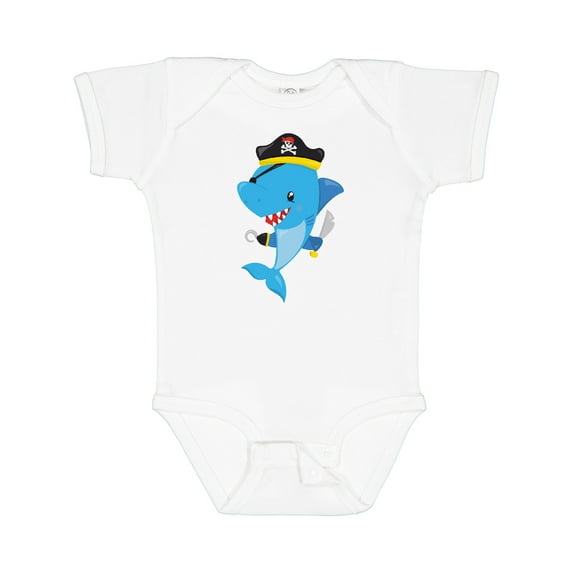 Inktastic Pirate Shark, Cute Shark, Little Shark, Blue Shark Boys or Girls Baby Bodysuit