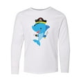 thumbnail image 1 of Inktastic Pirate Shark, Cute Shark, Little Shark, Blue Shark Long Sleeve Youth T-Shirt, 1 of 5