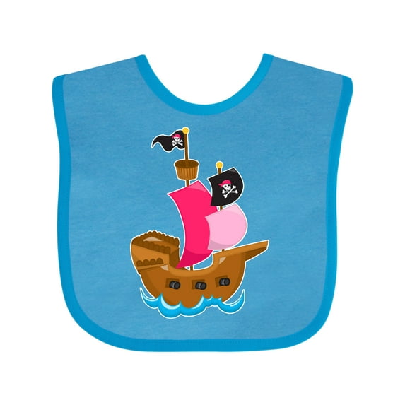 Inktastic Pirate Ship Girls Baby Bib