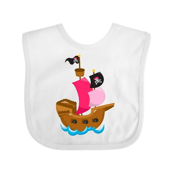 Inktastic Pirate Ship Girls Baby Bib
