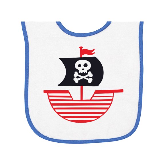 Inktastic Pirate Ship with Skull and Crossbones Baby Terry Cloth Bib