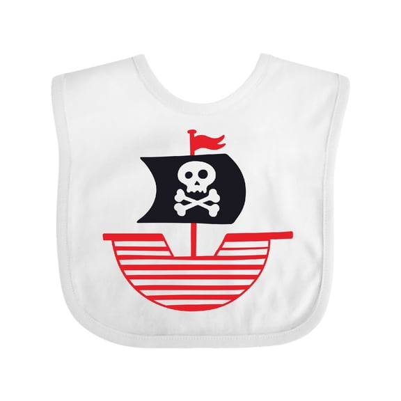 Inktastic Pirate Ship with Skull and Crossbones Boys or Girls Baby Bib