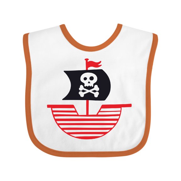 Inktastic Pirate Ship with Skull and Crossbones Boys or Girls Baby Bib