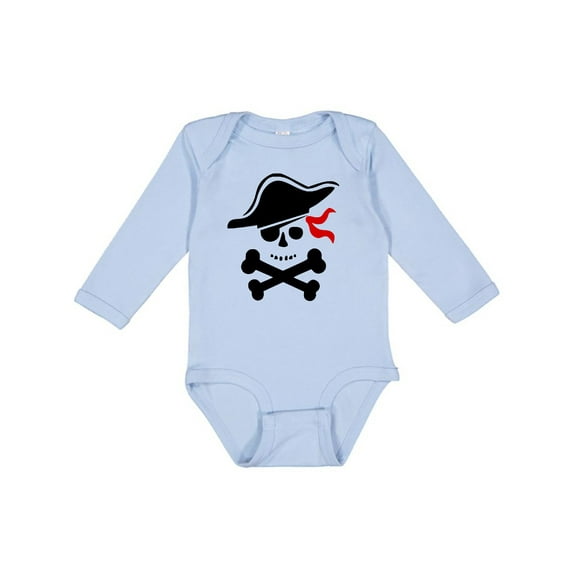 Inktastic Pirate Skull and Cross Bones Boys or Girls Long Sleeve Baby Bodysuit
