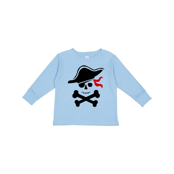 Inktastic Pirate Skull and Cross Bones Boys or Girls Long Sleeve Toddler T-Shirt
