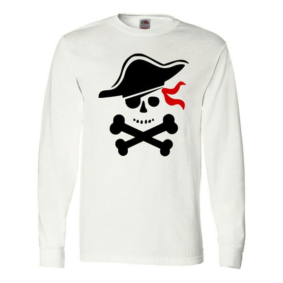 Inktastic Pirate Skull and Cross Bones Long Sleeve T-Shirt