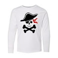 thumbnail image 1 of Inktastic Pirate Skull and Cross Bones Long Sleeve Youth T-Shirt, 1 of 5