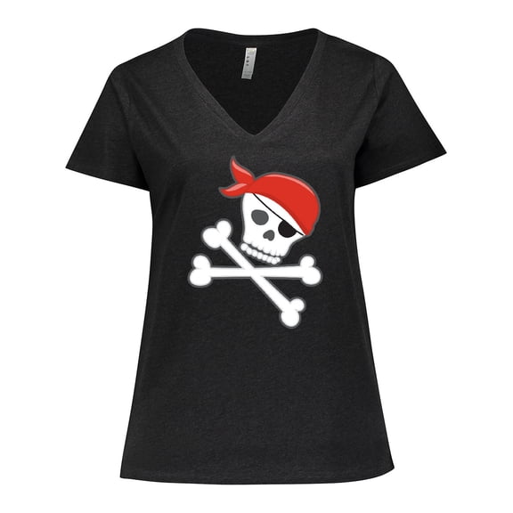 Inktastic Pirate Skull and Crossbones Women's Plus Size V-Neck T-Shirt