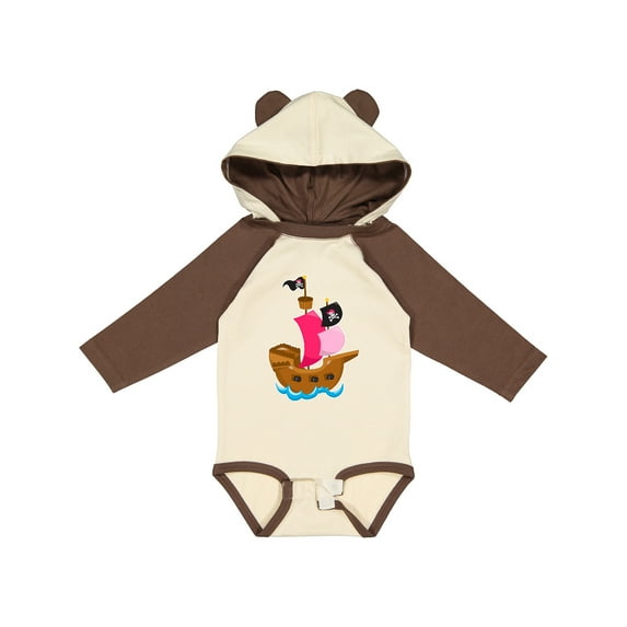 Inktastic Pirate ship Girls Long Sleeve Baby Bodysuit