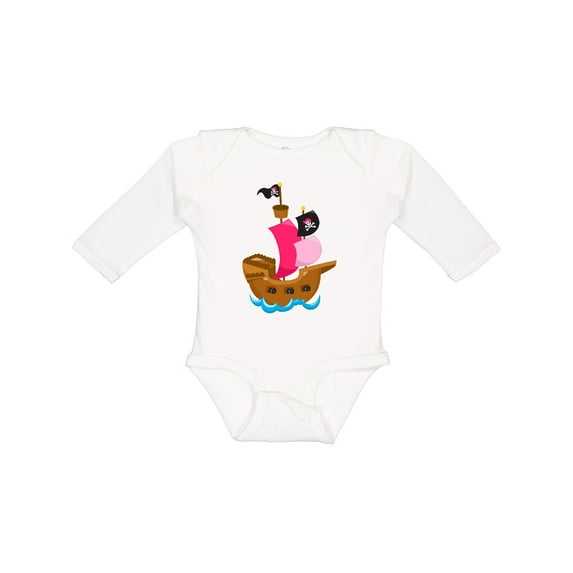 Inktastic Pirate ship Girls Long Sleeve Baby Bodysuit
