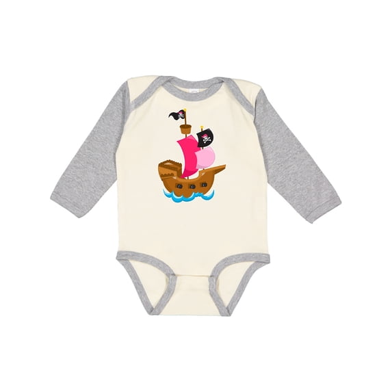 Inktastic Pirate ship Girls Long Sleeve Baby Bodysuit