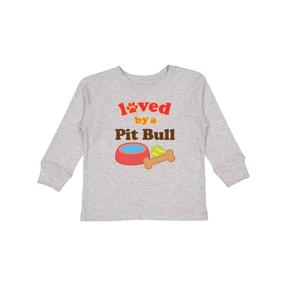 Inktastic Pit Bull Loved by a (Dog Breed) Boys or Girls Long Sleeve Toddler T-Shirt