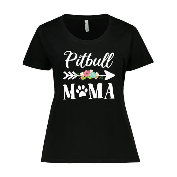 Inktastic Pitbull Mama with Arrow and Flowers Women's Plus Size T-Shirt