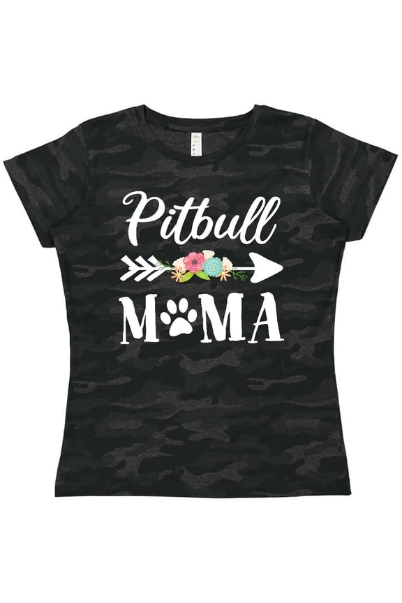 Pitbull Mama with Arrow and Flowers Women's T-Shirt