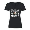 thumbnail image 1 of Inktastic Pitbull Mama with Arrow and Flowers Women's V-Neck T-Shirt, 1 of 5