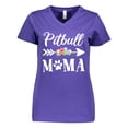 thumbnail image 1 of Inktastic Pitbull Mama with Arrow and Flowers Women's V-Neck T-Shirt, 1 of 5