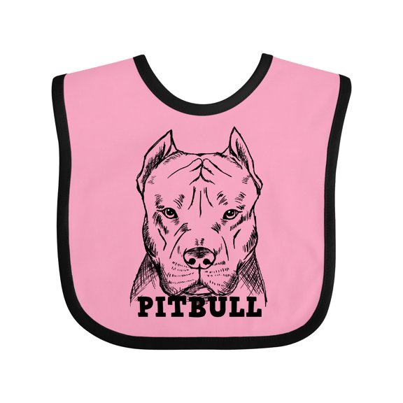 Inktastic Pitbull Sketch Portrait with Dog Breed Name Boys or Girls Baby Bib