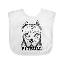 Inktastic Pitbull Sketch Portrait with Dog Breed Name Boys or Girls Baby Bib
