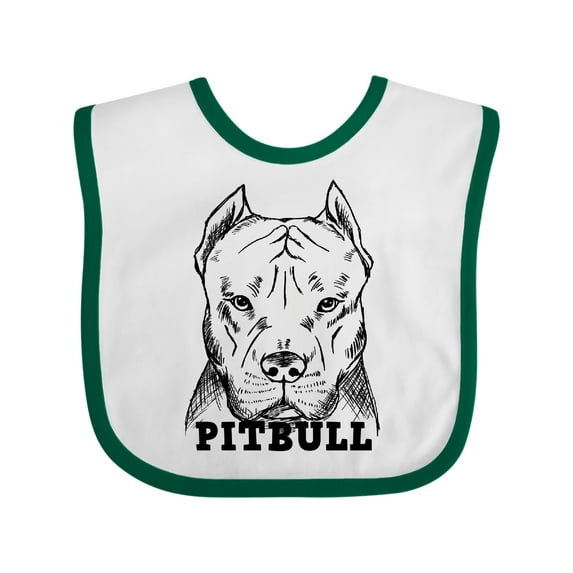 Inktastic Pitbull Sketch Portrait with Dog Breed Name Boys or Girls Baby Bib
