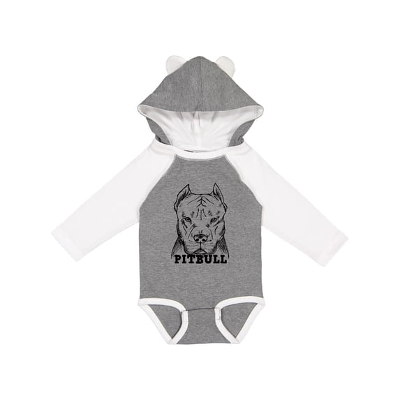 Inktastic Pitbull Sketch Portrait with Dog Breed Name Boys or Girls Long Sleeve Baby Bodysuit