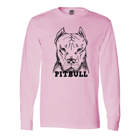 Inktastic Pitbull Sketch Portrait with Dog Breed Name Long Sleeve T-Shirt