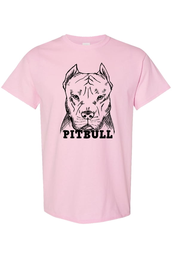 Pitbull Sketch Portrait with Dog Breed Name T-Shirt