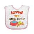 thumbnail image 1 of Inktastic Pitbull Terrier Loved By A (Dog Breed) Boys or Girls Baby Bib, 1 of 4
