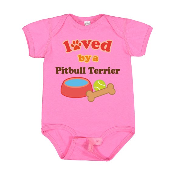 Inktastic Pitbull Terrier Loved by a (Dog Breed) Boys or Girls Baby Bodysuit