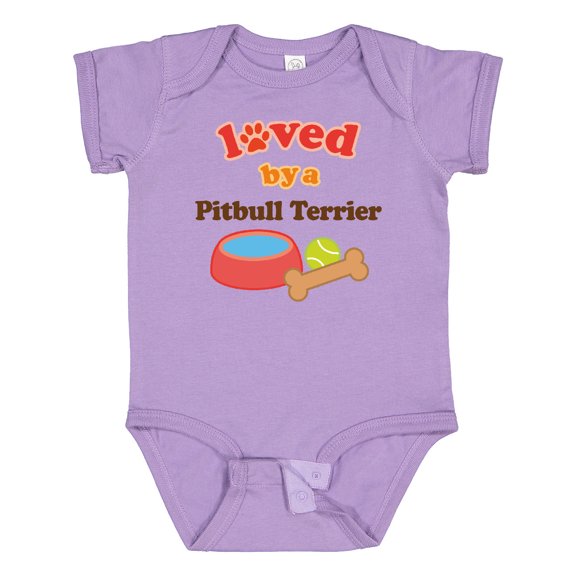 Inktastic Pitbull Terrier Loved by a (Dog Breed) Boys or Girls Baby Bodysuit