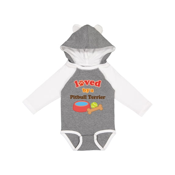 Inktastic Pitbull Terrier Loved by a (Dog Breed) Boys or Girls Long Sleeve Baby Bodysuit