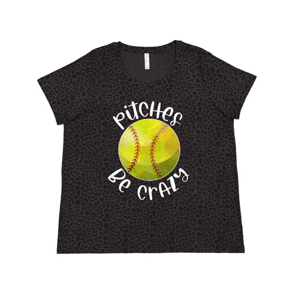 Inktastic Pitches Be Crazy Softball Humor Women's Plus Size T-Shirt