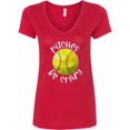 thumbnail image 1 of Inktastic Pitches Be Crazy Softball Humor Women's V-Neck T-Shirt, 1 of 5