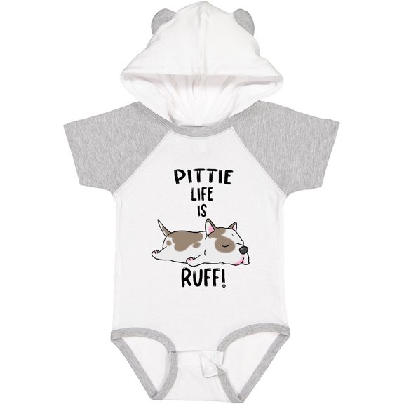 Inktastic Pittie Life is Ruff Spotted Pit Bull Boys or Girls Baby Bodysuit