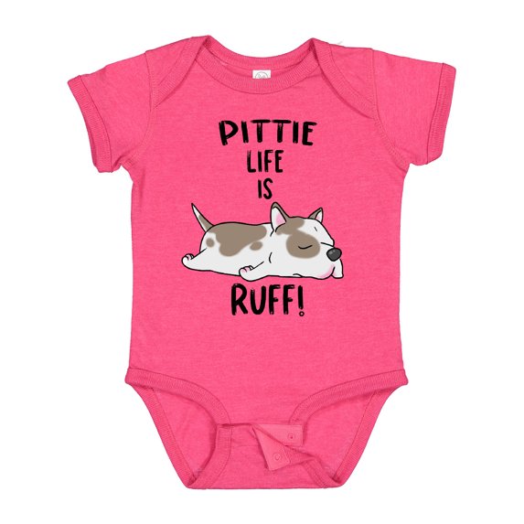 Inktastic Pittie Life is Ruff Spotted Pit Bull Boys or Girls Baby Bodysuit