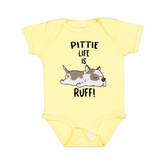 Inktastic Pittie Life is Ruff Spotted Pit Bull Boys or Girls Baby Bodysuit