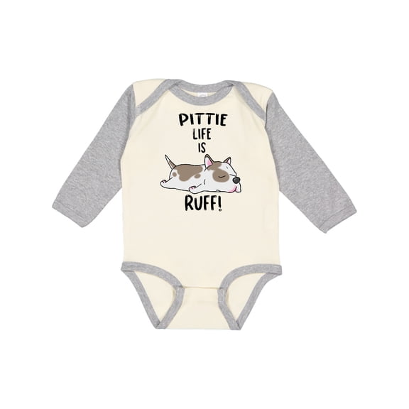 Inktastic Pittie Life is Ruff Spotted Pit Bull Boys or Girls Long Sleeve Baby Bodysuit