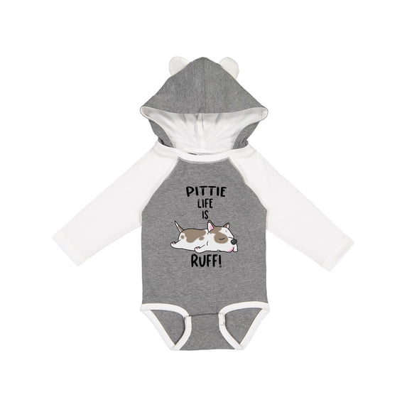 Inktastic Pittie Life is Ruff Spotted Pit Bull Boys or Girls Long Sleeve Baby Bodysuit