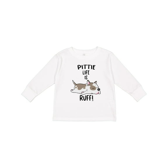 Inktastic Pittie Life is Ruff Spotted Pit Bull Boys or Girls Long Sleeve Toddler T-Shirt