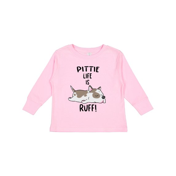 Inktastic Pittie Life is Ruff Spotted Pit Bull Boys or Girls Long Sleeve Toddler T-Shirt