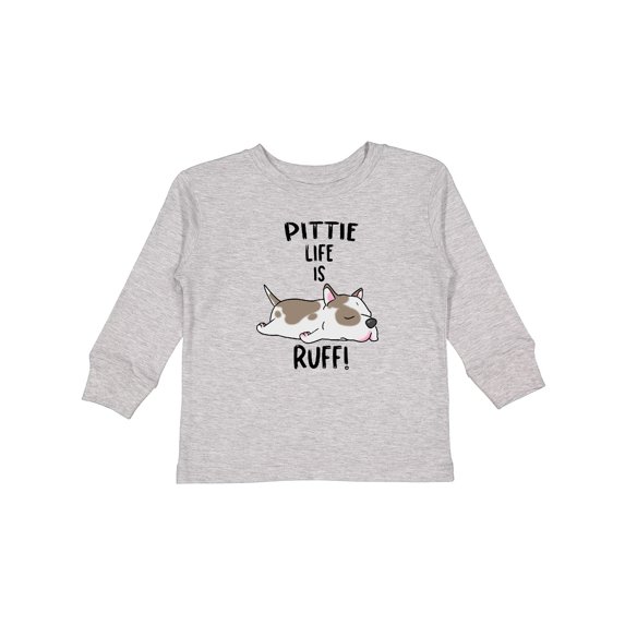 Inktastic Pittie Life is Ruff Spotted Pit Bull Boys or Girls Long Sleeve Toddler T-Shirt