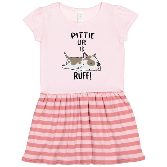 Inktastic Pittie Life is Ruff! Spotted Pit Bull Gift Toddler Girl Dress