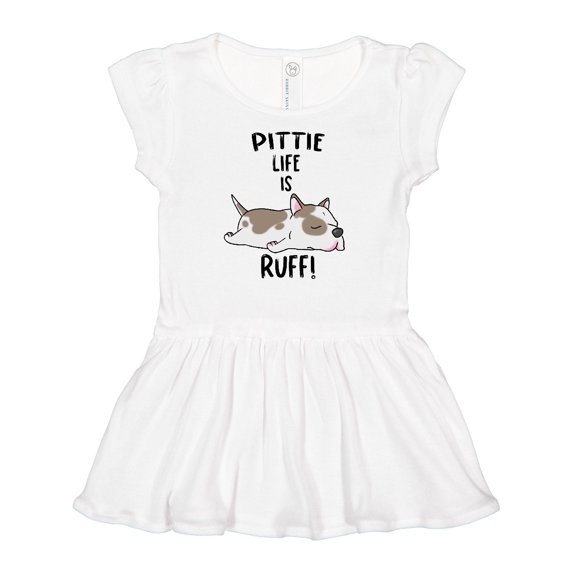 Inktastic Pittie Life is Ruff Spotted Pit Bull Girls Baby Dress