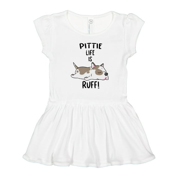Inktastic Pittie Life is Ruff Spotted Pit Bull Girls Toddler Dress