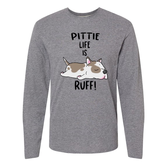 Inktastic Pittie Life is Ruff Spotted Pit Bull Long Sleeve T-Shirt