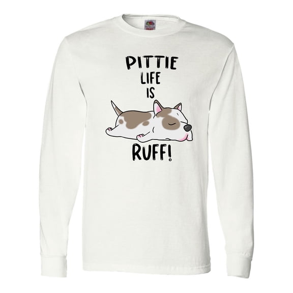 Inktastic Pittie Life is Ruff Spotted Pit Bull Long Sleeve T-Shirt