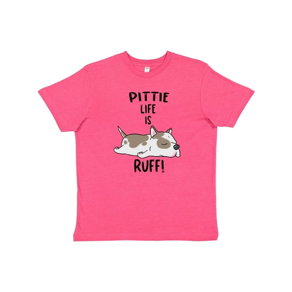 Inktastic Pittie Life is Ruff Spotted Pit Bull Youth T-Shirt