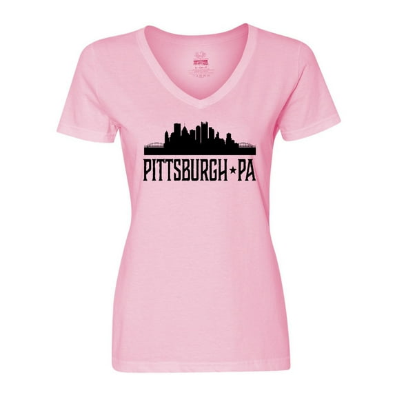 Inktastic Pittsburgh Pennsylvania City Skyline Women's V-Neck T-Shirt