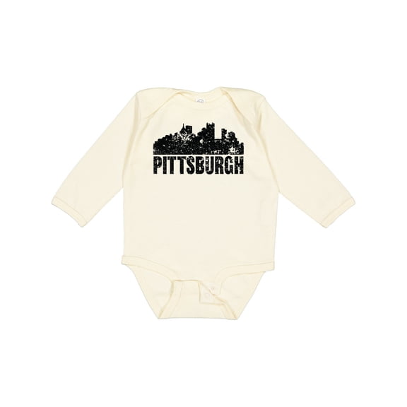 Inktastic Pittsburgh Skyline Grunge Boys or Girls Long Sleeve Baby Bodysuit