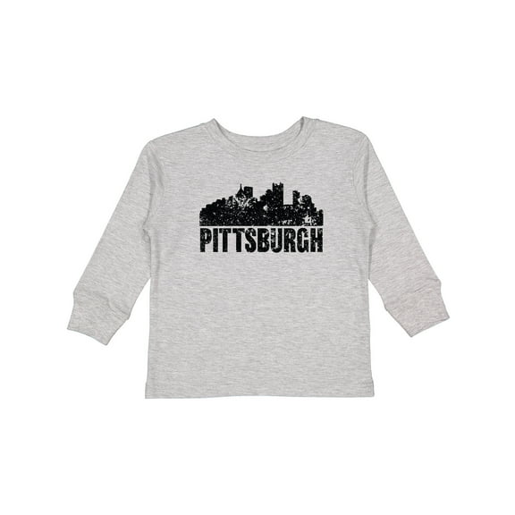 Inktastic Pittsburgh Skyline Grunge Boys or Girls Long Sleeve Toddler T-Shirt
