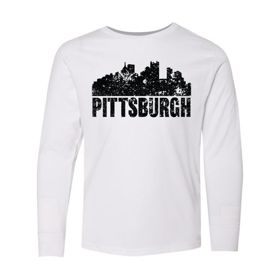 Inktastic Pittsburgh Skyline Grunge Long Sleeve Youth T-Shirt